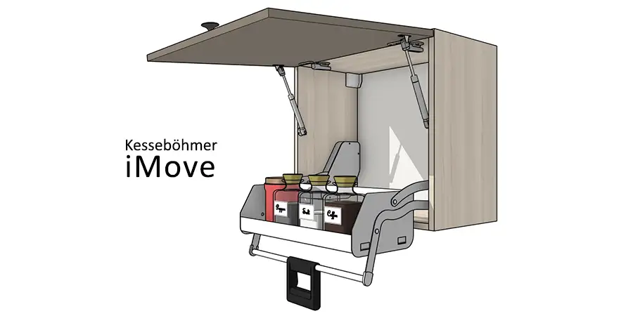 Механизмы iMove от Kesseböhmer для верхних кухонных шкафов