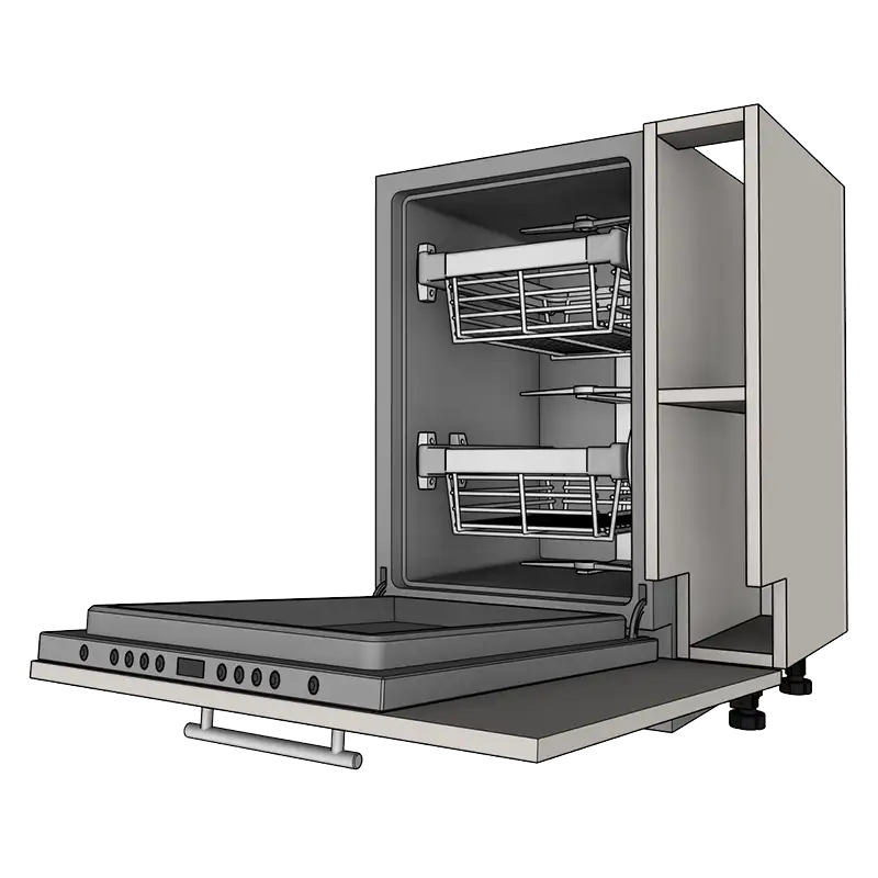 Модуль встраиваемой посудомойки с полками