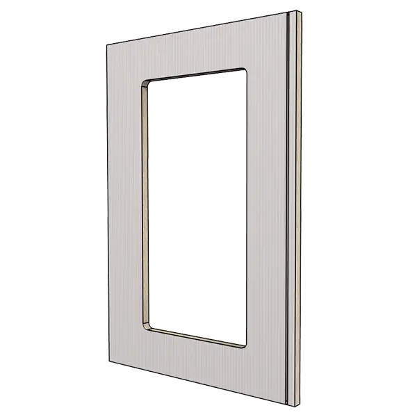 Front furniture panel with cutout and notch