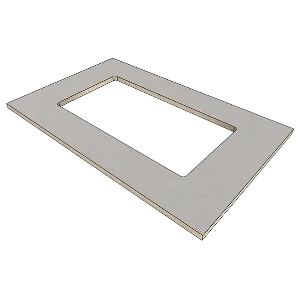 Horizontal furniture panel with cutout