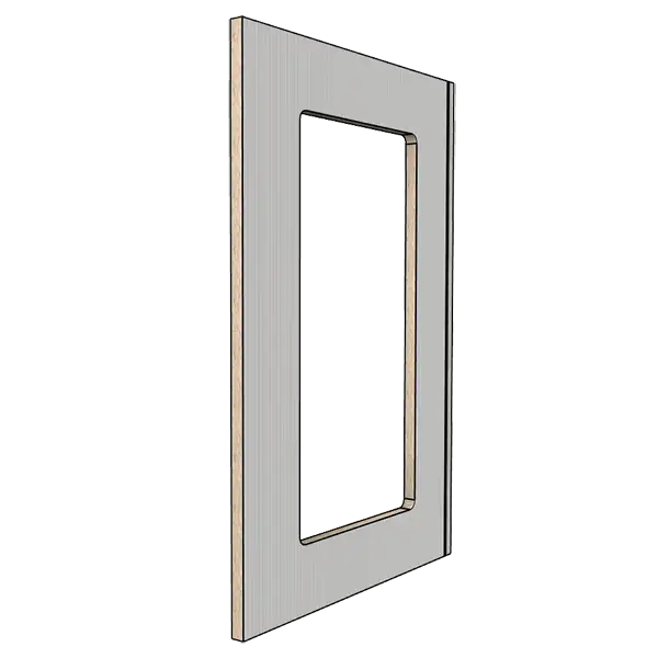 Vertical furniture panel with cutout and notch