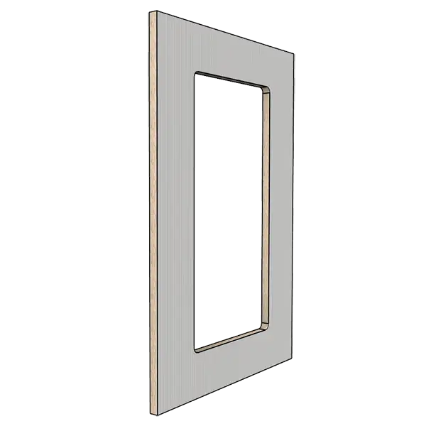 Vertical furniture panel with cutout